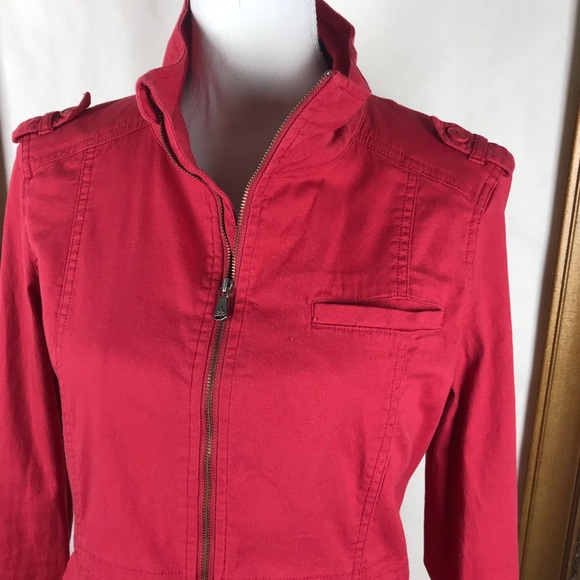 PRANA Mayve red canvas military style casual coat - Picture 2 of 8